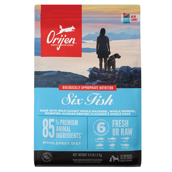 Orijen Six Fish Biologically Appropriate Fresh Fish & Sea Vegetables Dry Dog Food, 4.5 lb