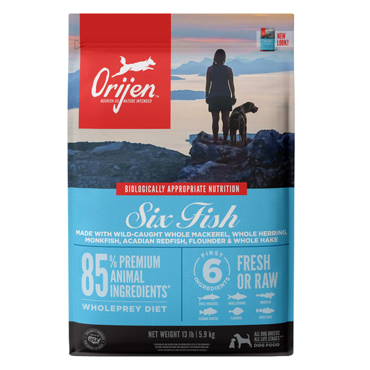 Orijen Six Fish Biologically Appropriate Fresh Fish & Sea Vegetables Dry Dog Food, 13 lb