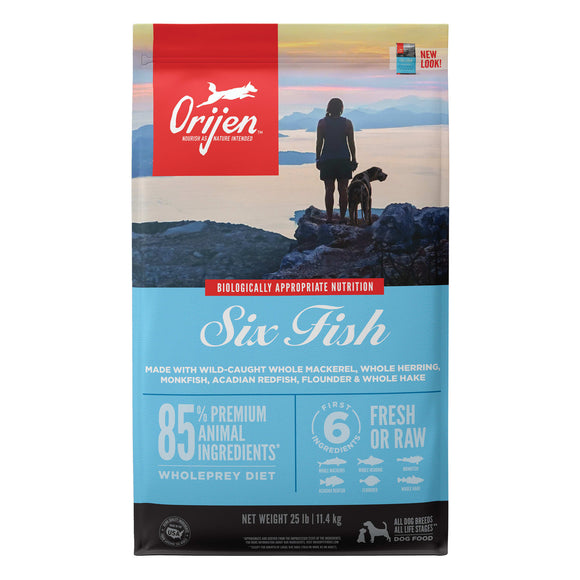 Orijen Six Fish Biologically Appropriate Fresh Fish & Sea Vegetables Dry Dog Food, 25 lb