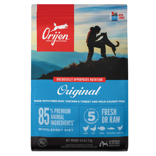 ORIJEN Original Grain Free High Protein Fresh & Raw Animal Ingredients Dry Dog Food, 4.5 lbs.