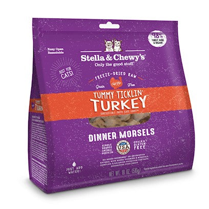 Stella & Chewy's Tummy Ticklin' Turkey Dinner Morsels Freeze-Dried Dry Cat Food, 3.5 oz.