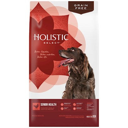 Holistic Select Natural Grain Free Dry Dog Food Senior Chicken Meal & Rice  24lb
