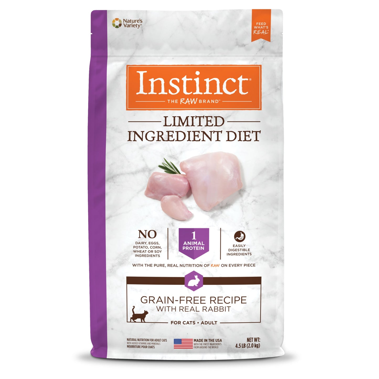 Instinct Limited Ingredient Diet Grain-Free Recipe with Real Rabbit Natural Dry Cat Food by Nature s Variety  4.5 lb. Bag