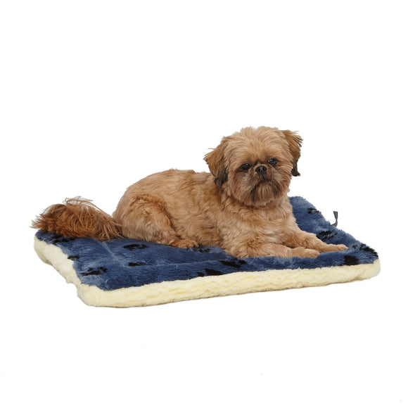 Midwest Fleece Blue Paw Print Reversible Dog and Cat Bed 24
