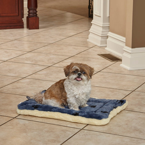 Midwest Fleece Blue Paw Print Reversible Dog and Cat Bed 22