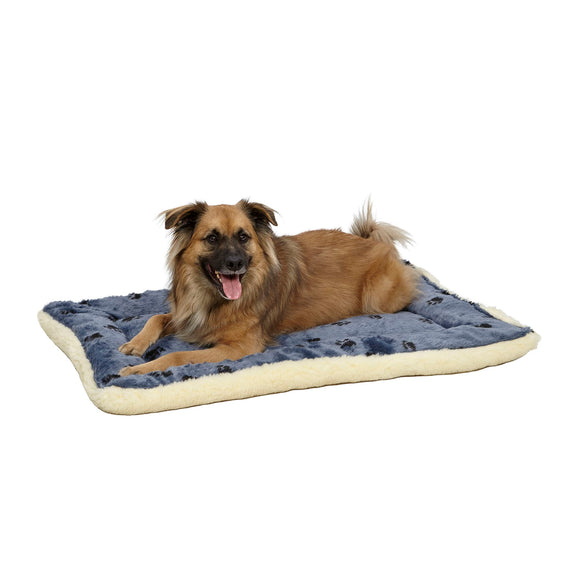MidWest Fleece Blue Paw Print Reversible Dog Bed 36