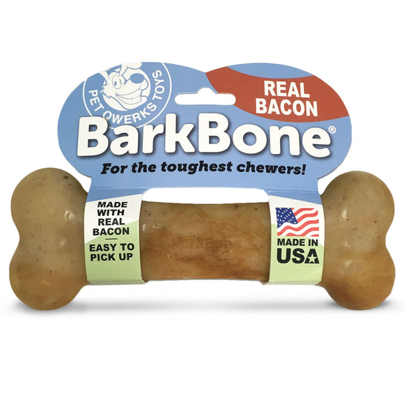 Pet Qwerks BarkBone Dog Bone Chew Toy Bacon Flavor Medium