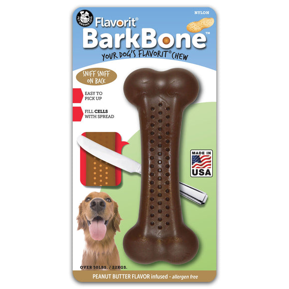 Pet Qwerks BarkBone Dog Bone Chew Toy Peanut Butter Flavor Large