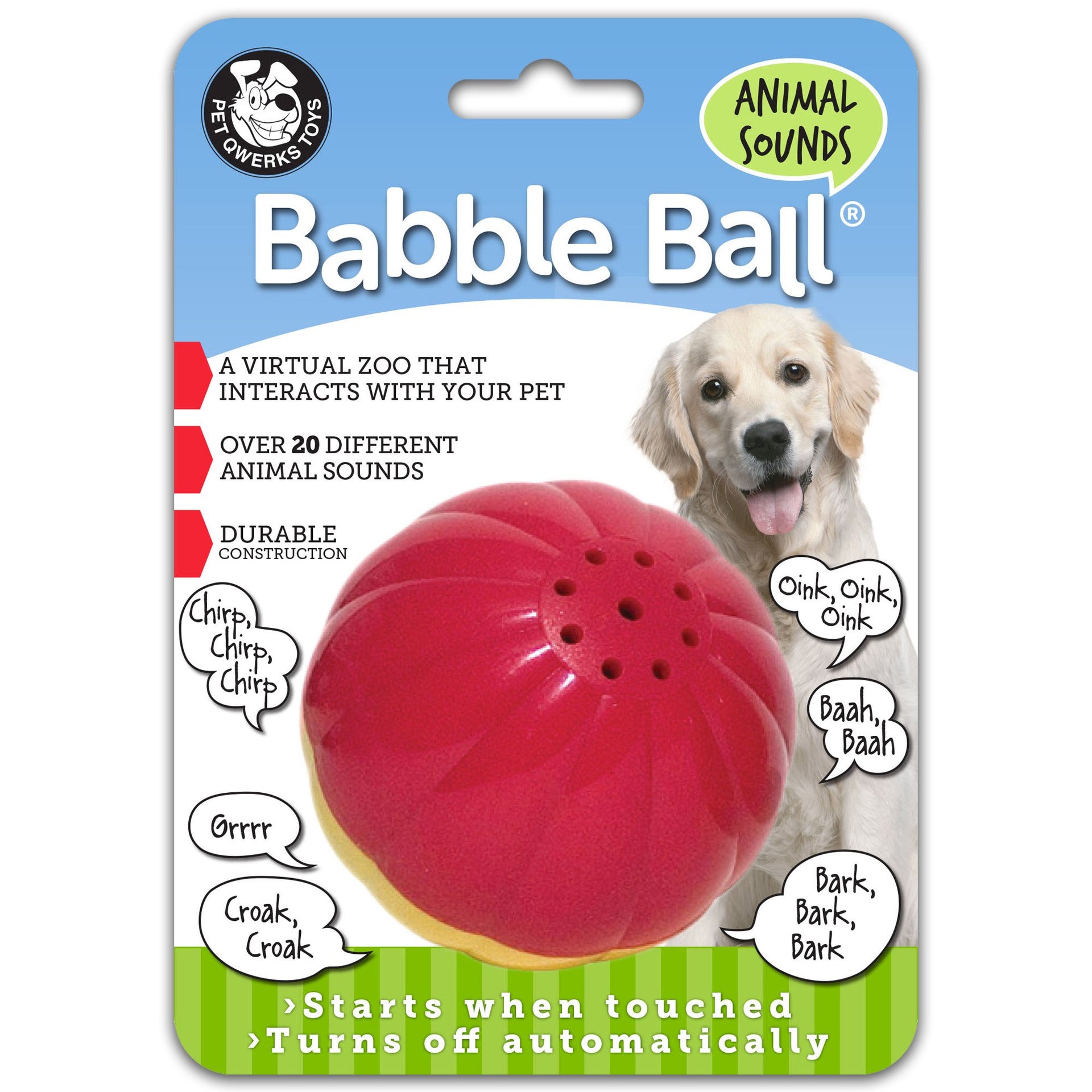 Pet Qwerks Animal Sounds Babble Ball Dog Toy Large – Benson's Pet Center