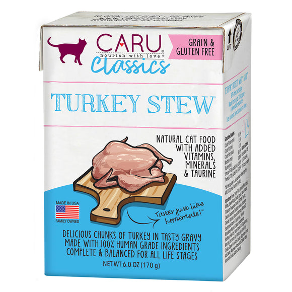 Caru Classics Wet Cat Food 6oz Carton Turkey Stew