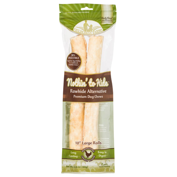 TopDawg 39135 10 in. Nothin to Hide Rawhide Alternative Chicken Roll - Large - Pack of 2