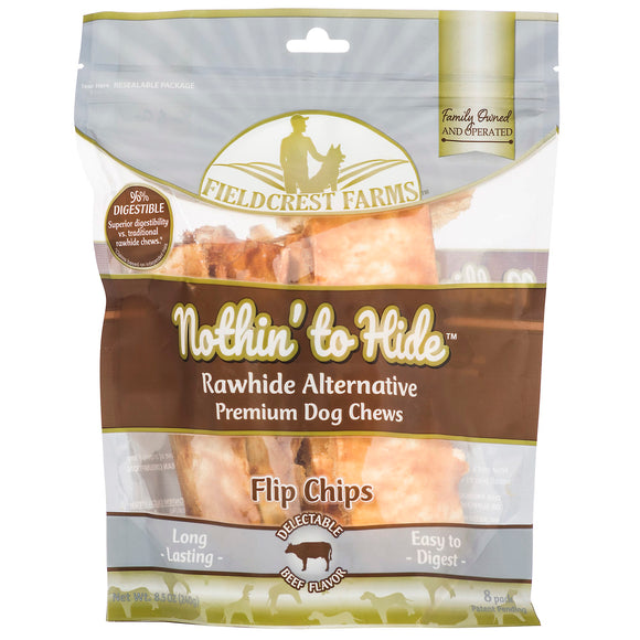TopDawg 39141 Nothin to Hide Rawhide Alterntive Beef Flip Chips - Pack of 8