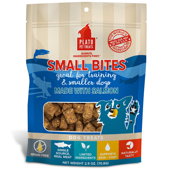 Plato Pet Treats Small Bites Salmon Grain-Free Dog Treats, 2.5 Ounce
