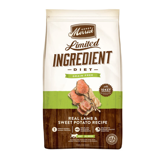 Merrick Limited Ingredient Diet Grain Free Dry Dog Food Real Lamb & Sweet Potato Recipe - 22 lb Bag