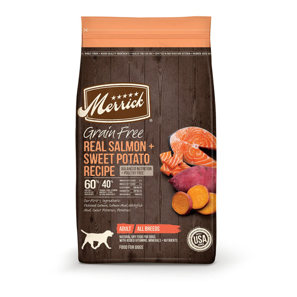 Merrick Dry Dog Food  Real Salmon and Sweet Potato Grain Free Dog Food Recipe - 22 lb Bag