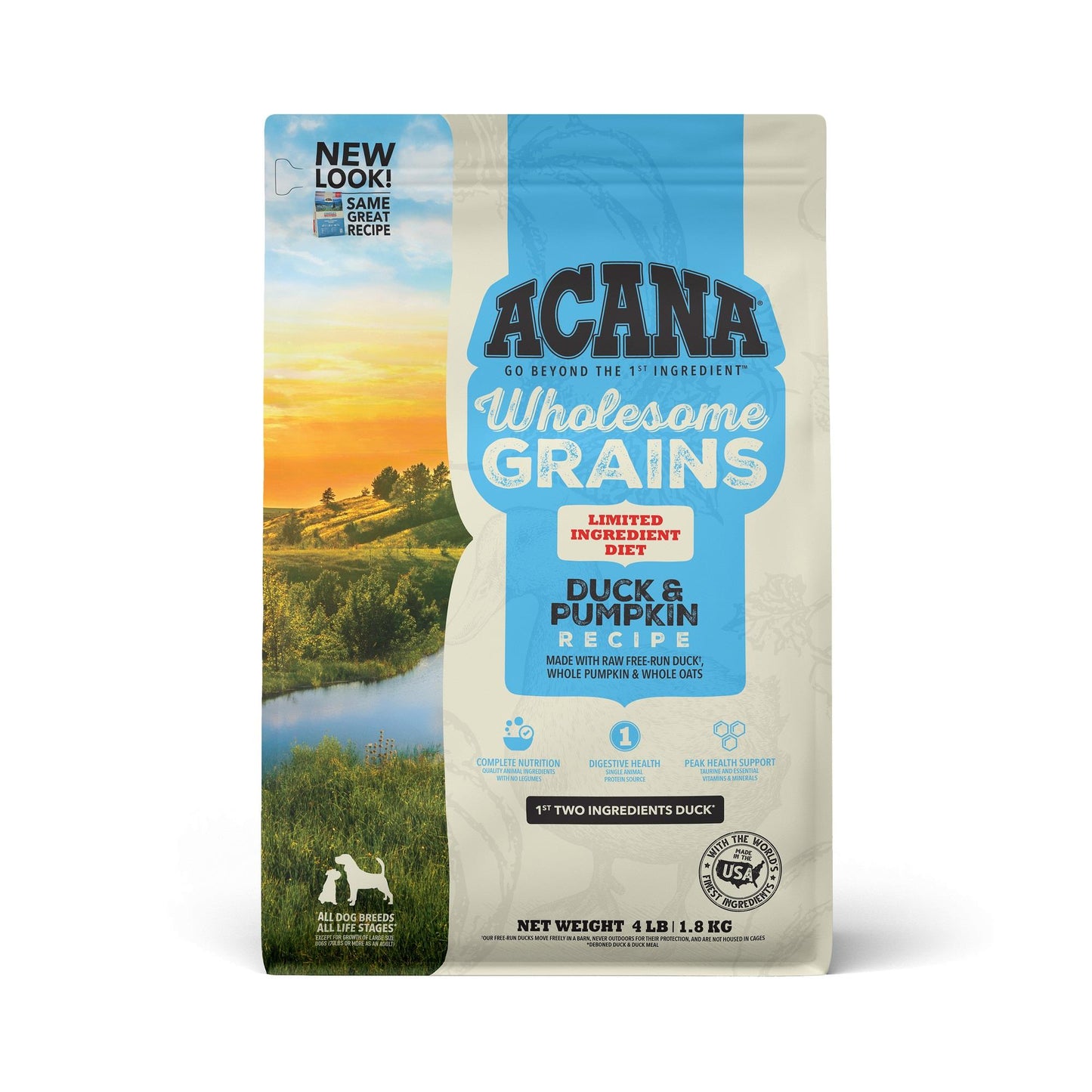 ACANA Wholesome Grains Duck & Pumpkin Recipe Dry Dog Food, 4 lbs.