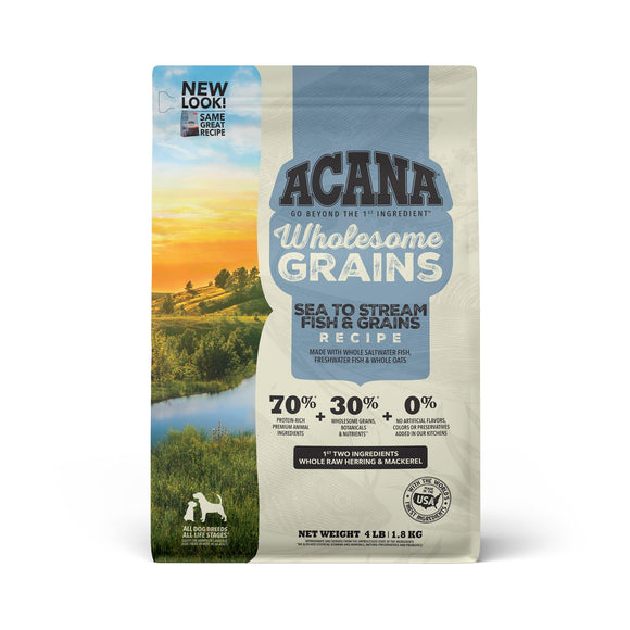 ACANA Wholesome Grains Sea To Stream, Fish & Grains Recipe Dry Dog Food, 4 lbs.