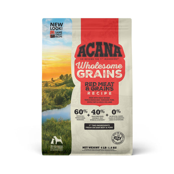 ACANA Wholesome Grains Red Meat & Grains Recipe Dry Dog Food, 4 lbs.