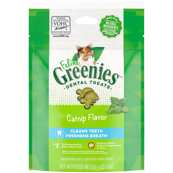 Greenies Catnip Flavor Dental & Crunchy Treat for Cat  2.1 oz.