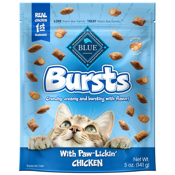 Blue Buffalo Bursts Chicken Flavor Crunchy Treats for Cats  Whole Grain  5 oz. Bag