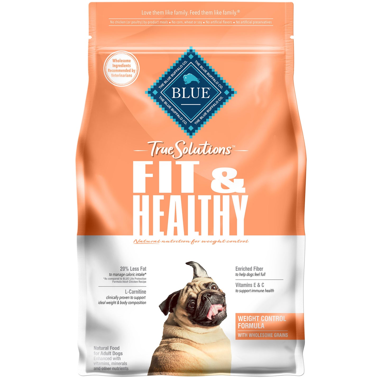 Blue Buffalo True Solutions Fit & Healthy Weight Control Chicken Dry Dog Food for Adult Dogs  Whole Grain  4 lb. Bag