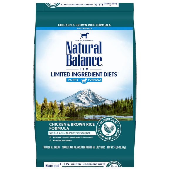 Natural Balance L.I.D. Limited Ingredient Diets Dry Dog Food, 24 Pounds, Chicken & Brown Rice Puppy Formula