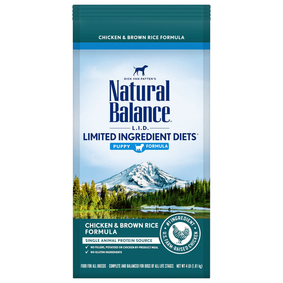 Natural Balance L.I.D. Limited Ingredient Diets Dry Dog Food  4 Pounds  Chicken & Brown Rice Puppy Formula