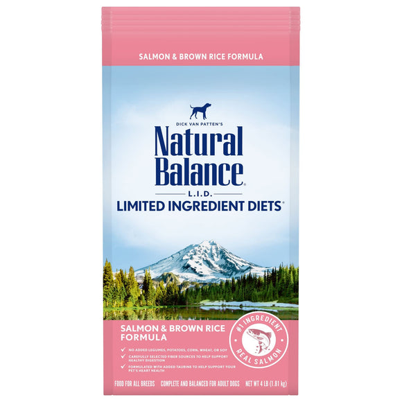 Natural Balance L.I.D. Limited Ingredient Diets Dry Dog Food, 4 Pounds, Salmon & Brown Rice Formula