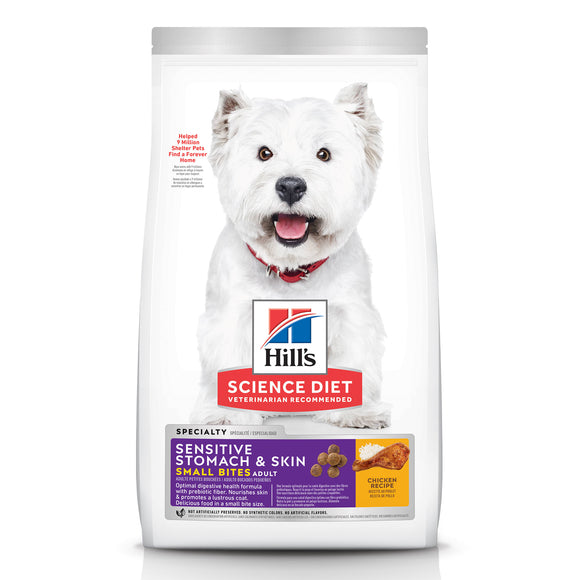 Hill's Science Diet Adult Sensitive Stomach & Skin Small Bites Chicken Recipe Dry Dog Food, 4 lbs., Bag