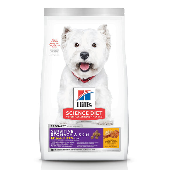 Hill's Science Diet Adult Sensitive Stomach & Skin Small Bites Chicken Recipe Dry Dog Food, 15 lbs., Bag