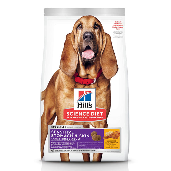 Hill's Science Diet Adult Sensitive Stomach & Skin Large Breed Chicken Recipe Dry Dog Food, 30 lbs., Bag
