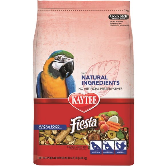 Kaytee Fiesta Macaw Bird Food 4.5 lb  Fortified Gourmet Diet