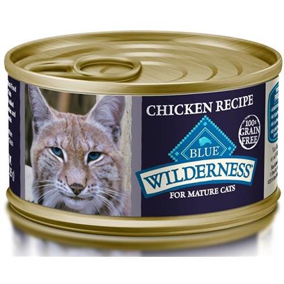 Blue Buffalo Wilderness High Protein Grain Free, Natural Mature Pate Wet Cat Food, Chicken, 5.5-oz, Case of 24