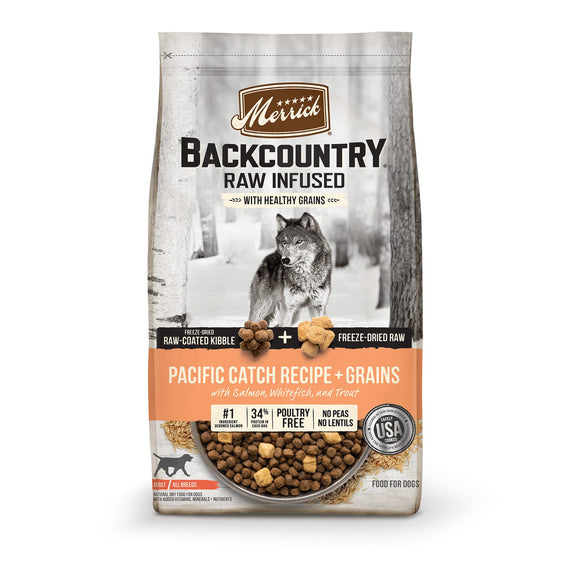 Merrick Backcountry Freeze Dried Raw Infused Pacific Catch Recipe with Healthy Grains Dry Dog Food, 20 lbs.
