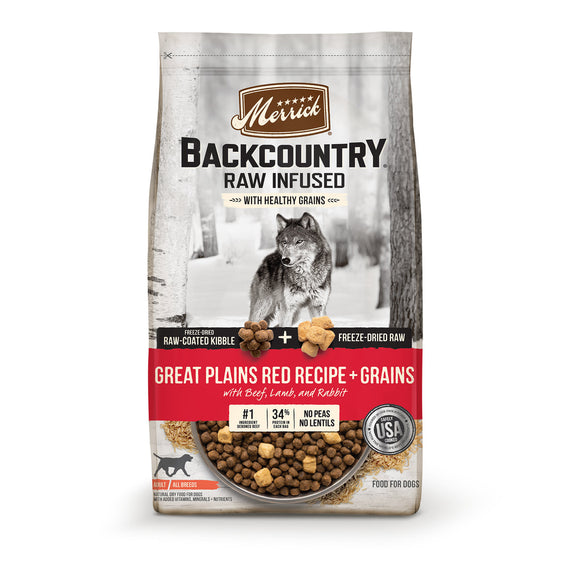 Merrick Backcountry Freeze Dried Raw Infused Great Plains Red Recipe with Healthy Grains Dry Dog Food, 20 lbs.