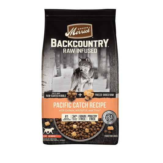 Merrick Backcountry Freeze Dried Raw Infused Grain Free Pacific Catch Recipe Dry Dog Food, 20 lbs.