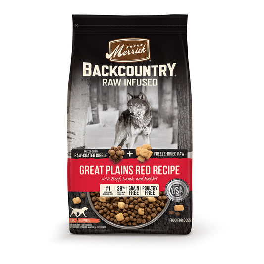 Merrick Backcountry Freeze Dried Raw Infused Grain Free Great Plains Red Recipe Dry Dog Food, 20 lbs.