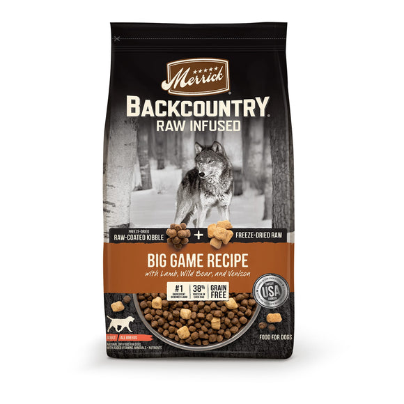 Merrick Backcountry Freeze Dried Raw Infused Grain Free Big Game Recipe Dry Dog Food, 20 lbs.