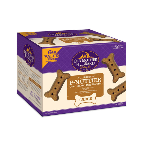 Old Mother Hubbard Classic Crunchy Natural Dog Treat  P-Nuttier Large Biscuits Value Box  6-Pound Box