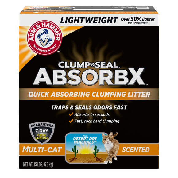 Arm Hammer Clump Seal AbsorbX Clumping Cat Litter  MultiCat Scented 15lb