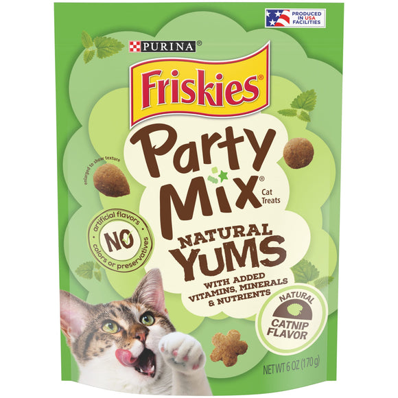 Friskies   Natural Cat Treats  Party Mix Natural Yums Catnip Flavor  6 oz. Pouch