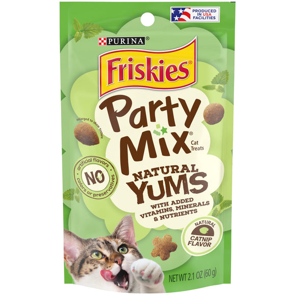 Friskies   Natural Cat Treats  Party Mix Natural Yums Catnip Flavor  2.1 oz. Pouch