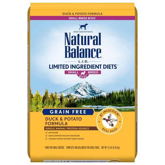 Natural Balance Limited Ingredients Diet Small Breed Bites Duck & Potato Flavor Dry Dog Food for Adult  12 lb. Bag