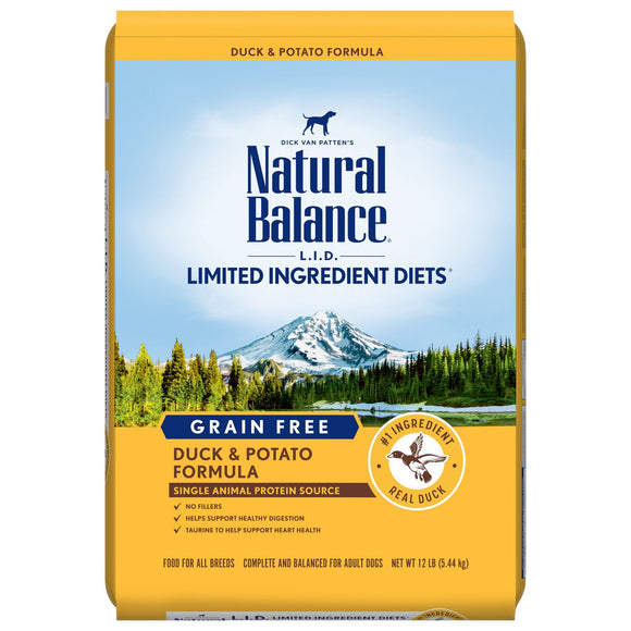 Natural Balance L.I.D. Limited Ingredient Diets Duck & Potato Formula Dry Dog Food  12 Pounds