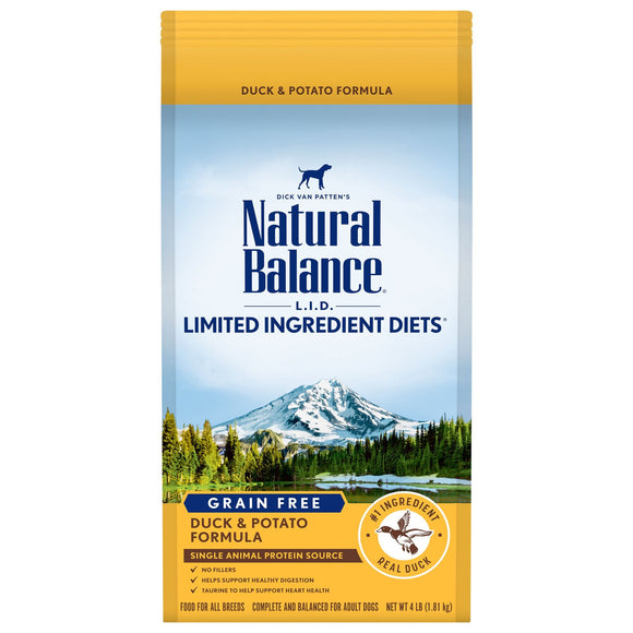 Natural Balance L.I.D. Limited Ingredient Diets Duck & Potato Formula Dry Dog Food, 4 lbs.