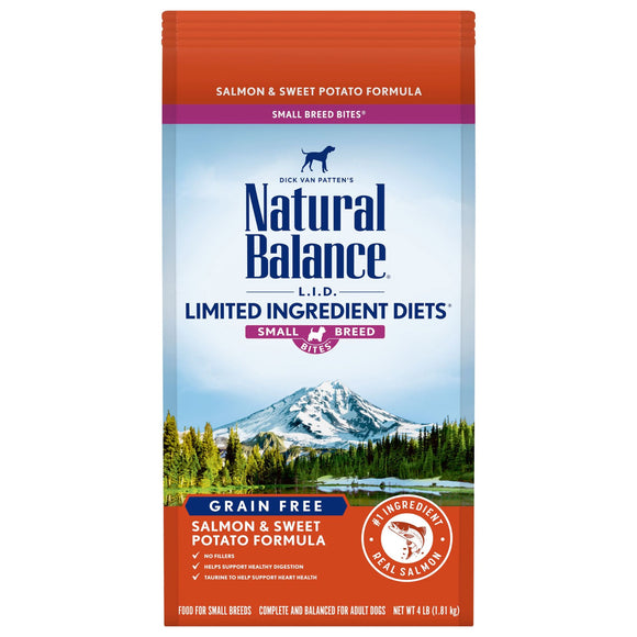 Natural Balance L.I.D. Limited Ingredient Diets Salmon & Sweet Potato Formula Small Breed Bites Dry Dog Food, 4 lbs.