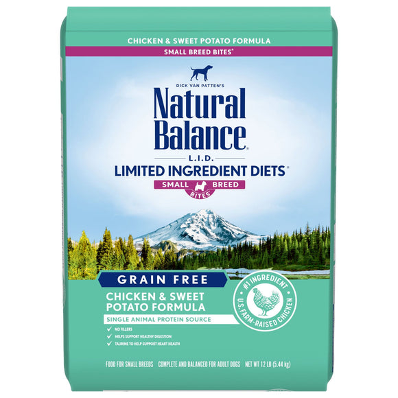Natural Balance L.I.D. Limited Ingredient Diets Chicken & Sweet Potato Formula Small Breed Bites Dry Dog Food  12 Pounds