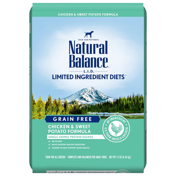 Natural Balance L.I.D. Limited Ingredient Diets Chicken & Sweet Potato Formula Dry Dog Food, 12 Pounds