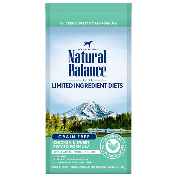 Natural Balance L.I.D. Limited Ingredient Diets Chicken & Sweet Potato Formula Dry Dog Food, 4 lbs.