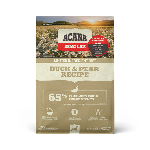Acana Singles Limited Ingredient Dry Dog Food  Grain Free  High Protein  Duck & Pear  4.5lb